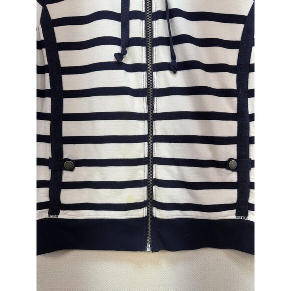 Lauren Ralph Lauren Womens Zip-Up Hoodie Jacket Sze M Navy White Striped Zip Up - Picture 3 of 10